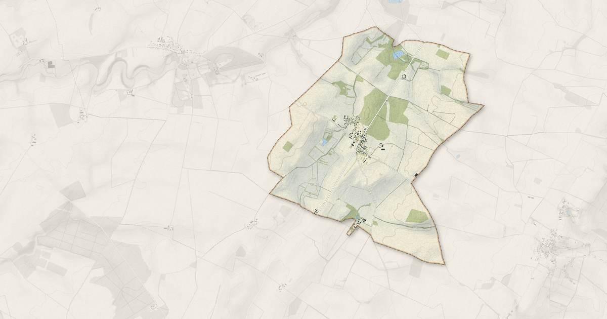 Portrait cartographique de Raymond : relief, eau, forêts, bâti et voies, calculés à partir des données de l'IGN
