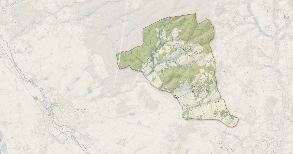 Portrait cartographique de Saint-Éloy-de-Gy : relief, eau, forêts, bâti et voies, calculés à partir des données de l'IGN