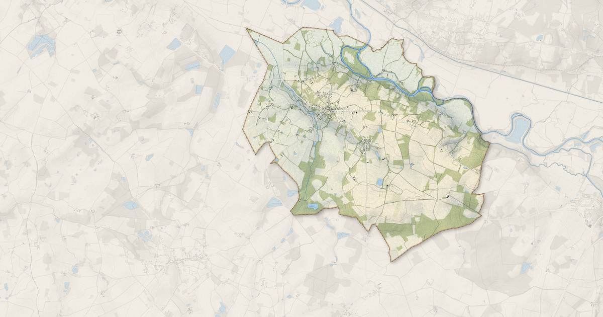 Portrait cartographique de Saint-Georges-sur-la-Prée : relief, eau, forêts, bâti et voies, calculés à partir des données de l'IGN