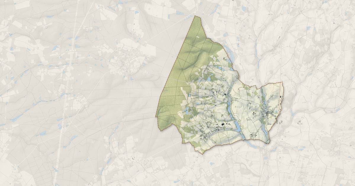 Portrait cartographique de Saint-Martin-d'Auxigny : relief, eau, forêts, bâti et voies, calculés à partir des données de l'IGN