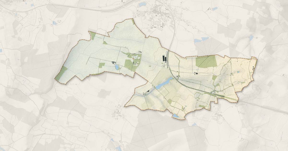Portrait cartographique de Tendron : relief, eau, forêts, bâti et voies, calculés à partir des données de l'IGN