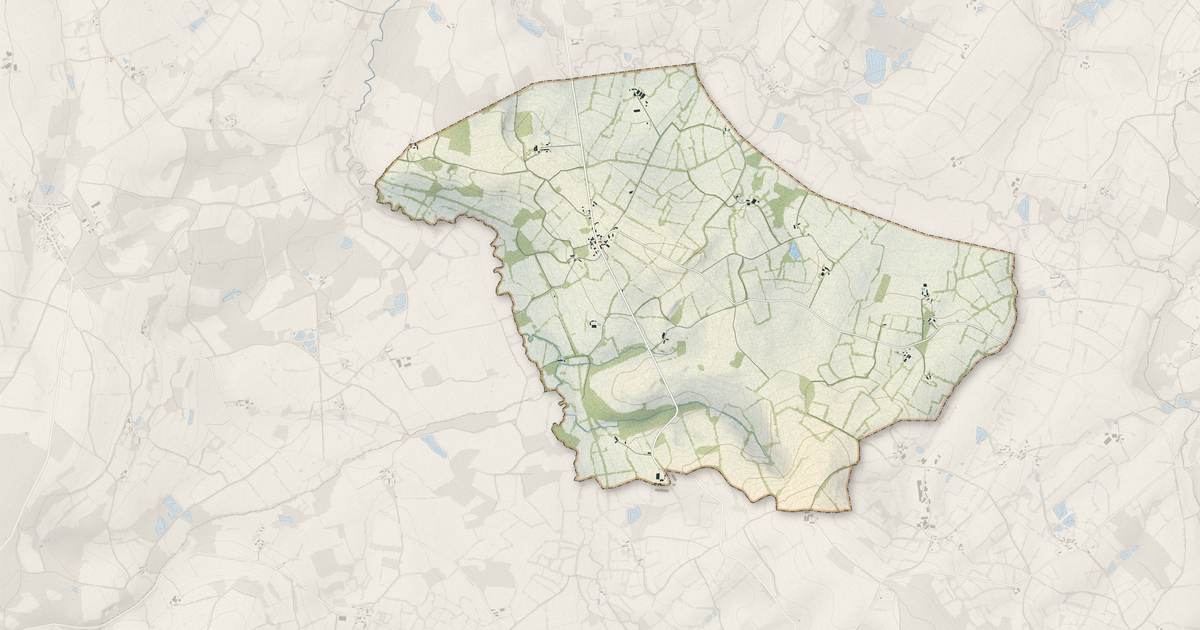 Portrait cartographique de Thou : relief, eau, forêts, bâti et voies, calculés à partir des données de l'IGN