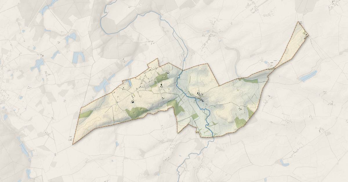 Portrait cartographique de Villecelin : relief, eau, forêts, bâti et voies, calculés à partir des données de l'IGN