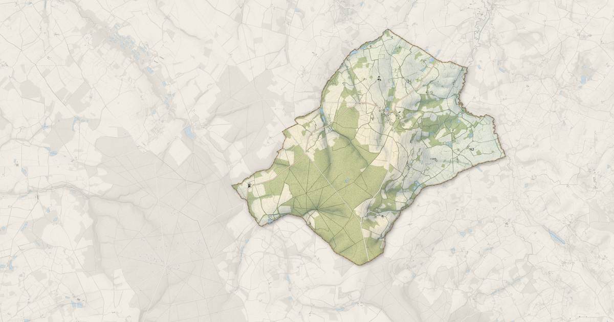 Portrait cartographique de Villegenon : relief, eau, forêts, bâti et voies, calculés à partir des données de l'IGN