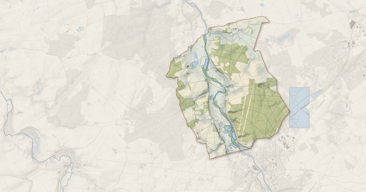 Portrait cartographique de Villeneuve-sur-Cher : relief, eau, forêts, bâti et voies, calculés à partir des données de l'IGN