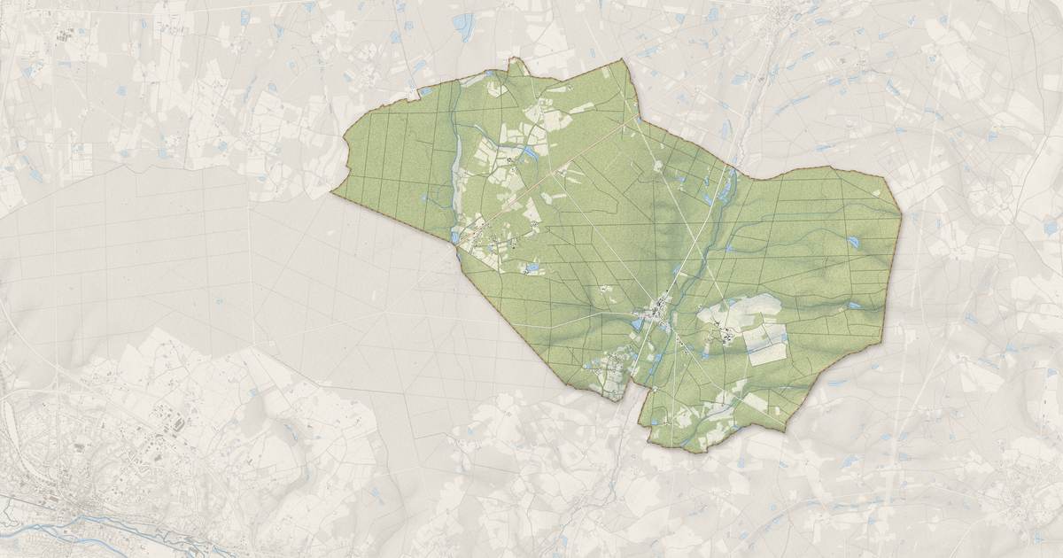 Portrait cartographique de Vouzeron : relief, eau, forêts, bâti et voies, calculés à partir des données de l'IGN