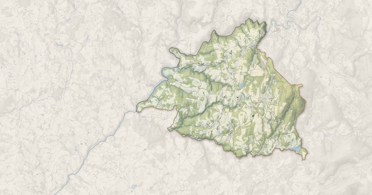 Portrait cartographique de Affieux : relief, eau, forêts, bâti et voies, calculés à partir des données de l'IGN