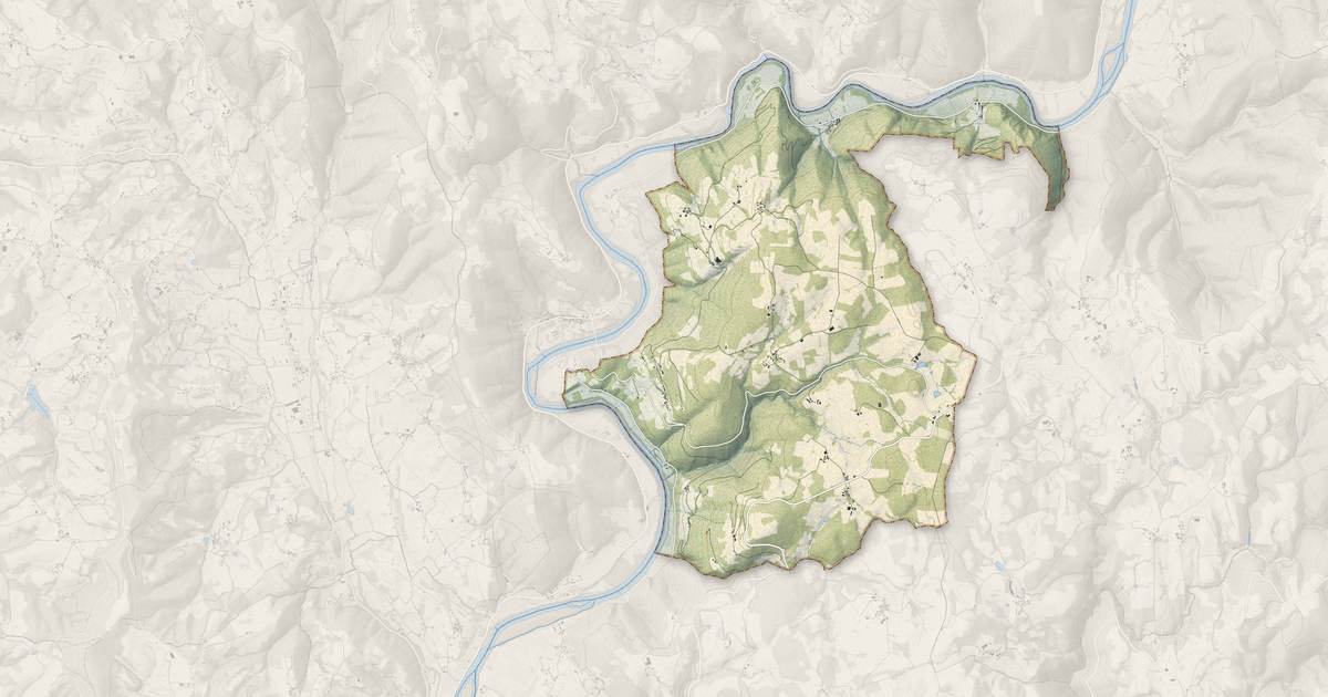 Portrait cartographique de Bassignac-le-Bas : relief, eau, forêts, bâti et voies, calculés à partir des données de l'IGN