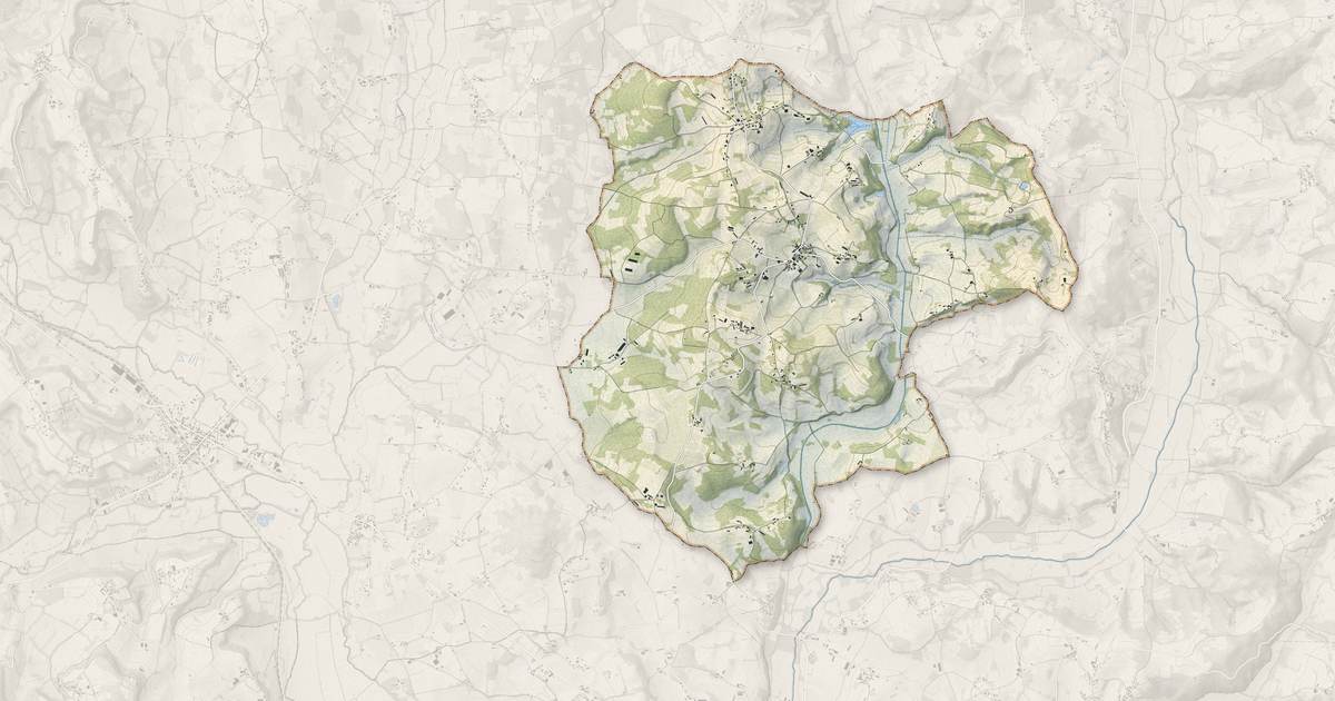 Portrait cartographique de Branceilles : relief, eau, forêts, bâti et voies, calculés à partir des données de l'IGN