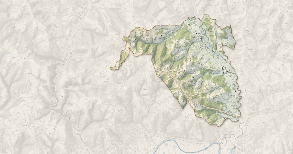 Portrait cartographique de Brignac-la-Plaine : relief, eau, forêts, bâti et voies, calculés à partir des données de l'IGN