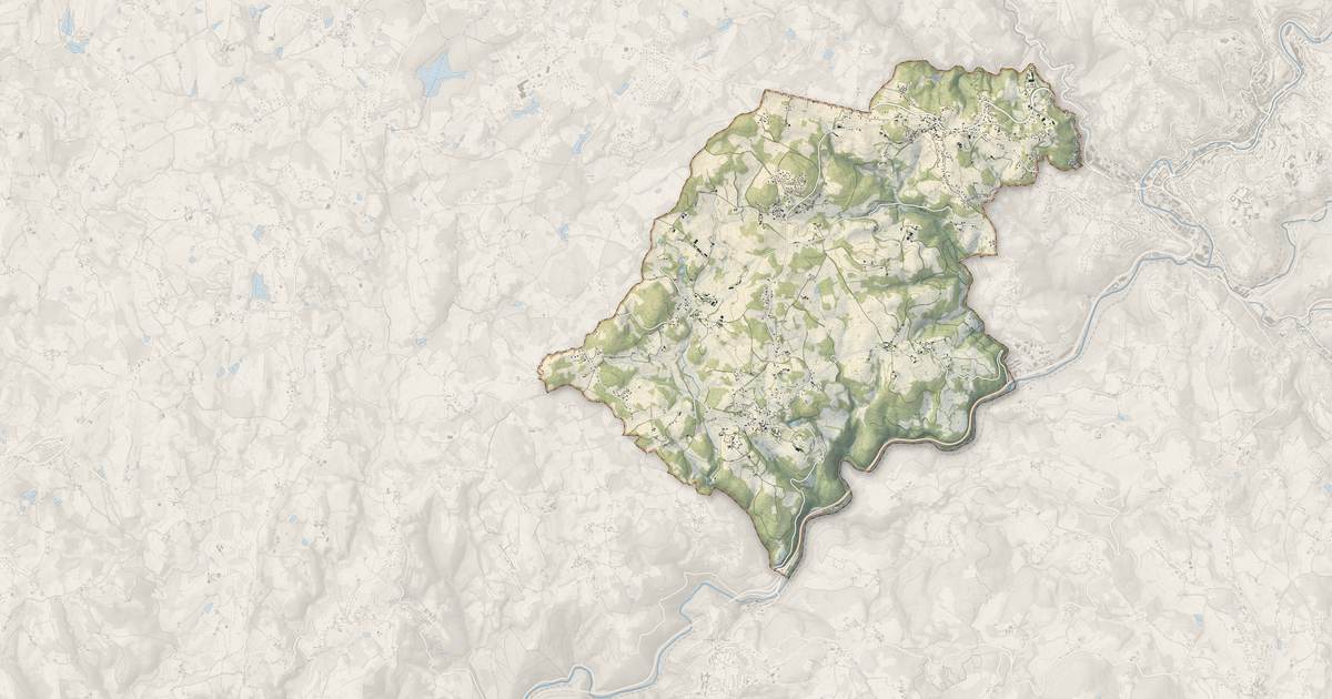 Portrait cartographique de Chameyrat : relief, eau, forêts, bâti et voies, calculés à partir des données de l'IGN