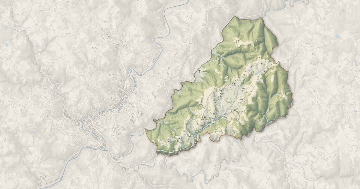 Portrait cartographique de Chanac-les-Mines : relief, eau, forêts, bâti et voies, calculés à partir des données de l'IGN