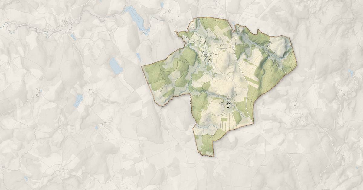 Portrait cartographique de Chavanac : relief, eau, forêts, bâti et voies, calculés à partir des données de l'IGN