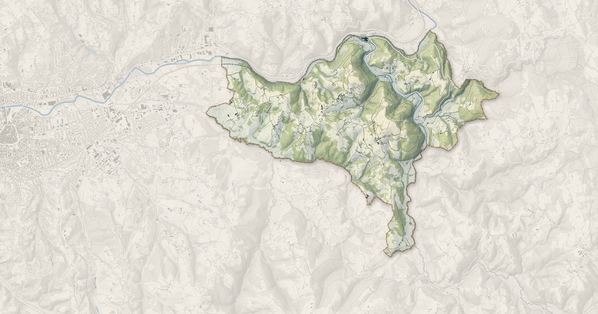Portrait cartographique de Dampniat : relief, eau, forêts, bâti et voies, calculés à partir des données de l'IGN