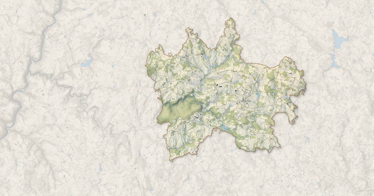 Portrait cartographique de Lagraulière : relief, eau, forêts, bâti et voies, calculés à partir des données de l'IGN