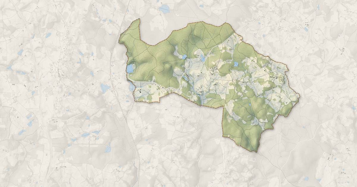 Portrait cartographique de Lamongerie : relief, eau, forêts, bâti et voies, calculés à partir des données de l'IGN
