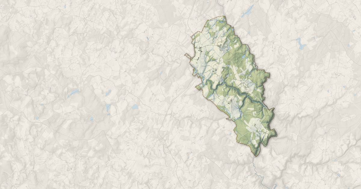 Portrait cartographique de Laroche-près-Feyt : relief, eau, forêts, bâti et voies, calculés à partir des données de l'IGN