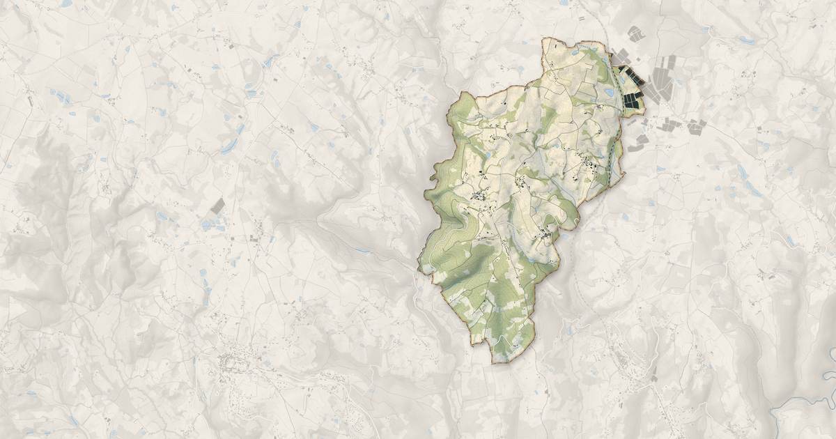 Portrait cartographique de Lascaux : relief, eau, forêts, bâti et voies, calculés à partir des données de l'IGN