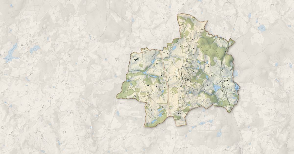Portrait cartographique de Masseret : relief, eau, forêts, bâti et voies, calculés à partir des données de l'IGN