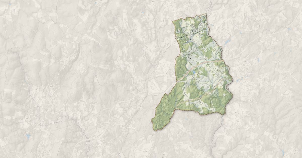 Portrait cartographique de Maussac : relief, eau, forêts, bâti et voies, calculés à partir des données de l'IGN