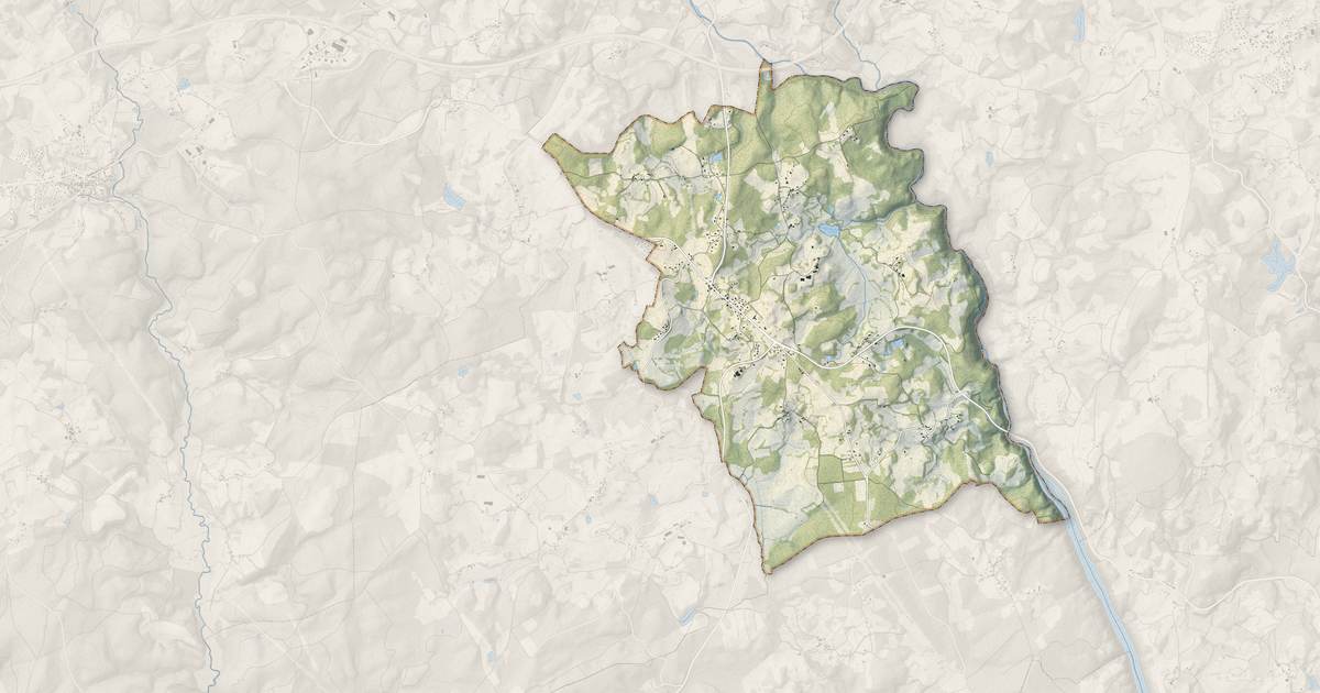 Portrait cartographique de Mestes : relief, eau, forêts, bâti et voies, calculés à partir des données de l'IGN
