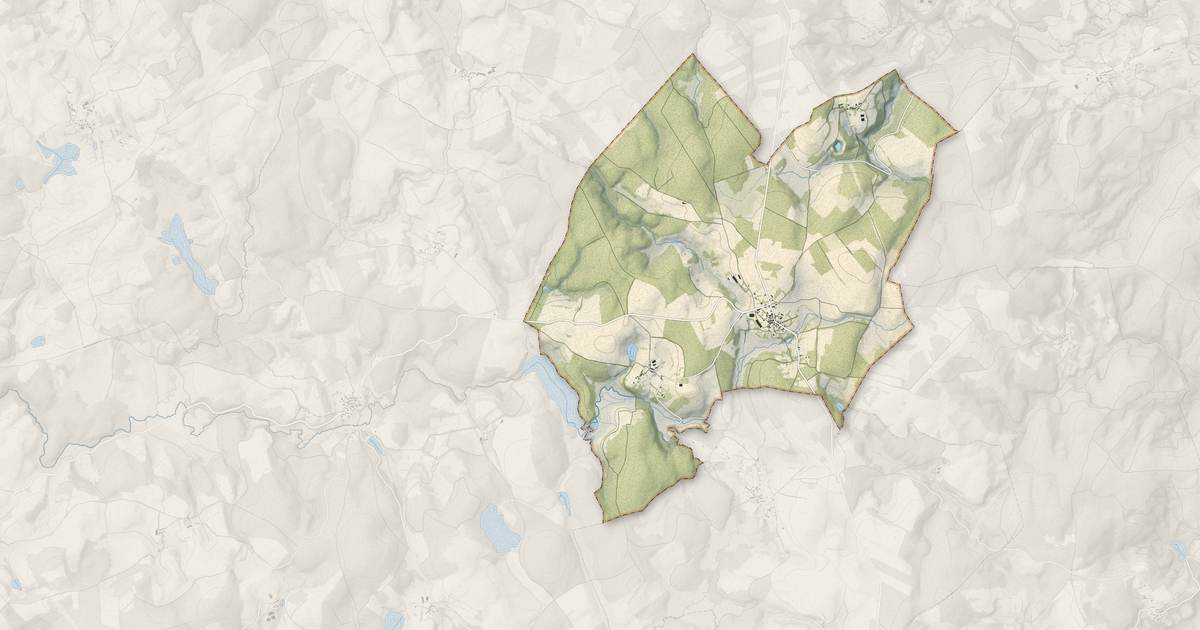 Portrait cartographique de Millevaches : relief, eau, forêts, bâti et voies, calculés à partir des données de l'IGN