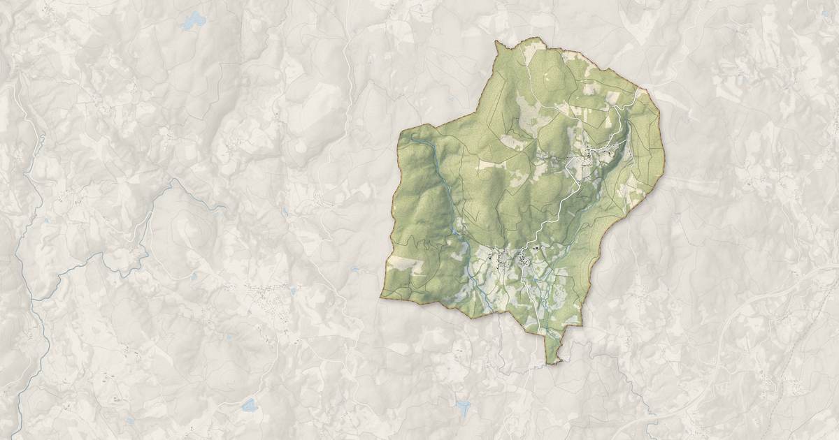 Portrait cartographique de Péret-Bel-Air : relief, eau, forêts, bâti et voies, calculés à partir des données de l'IGN