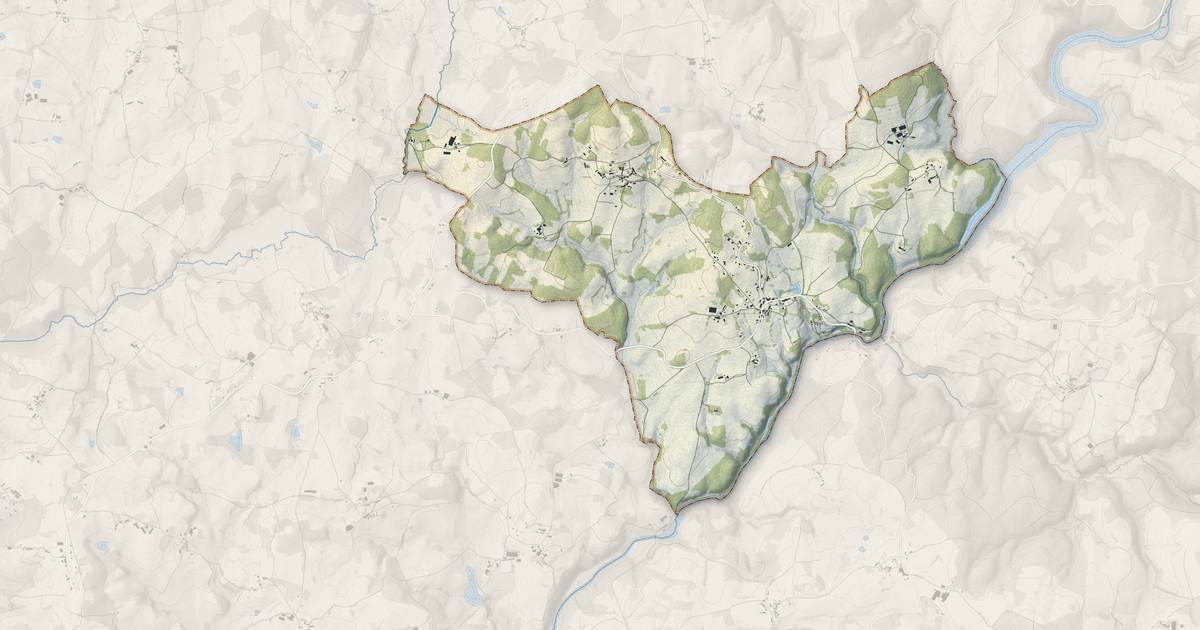 Portrait cartographique de Peyrissac : relief, eau, forêts, bâti et voies, calculés à partir des données de l'IGN