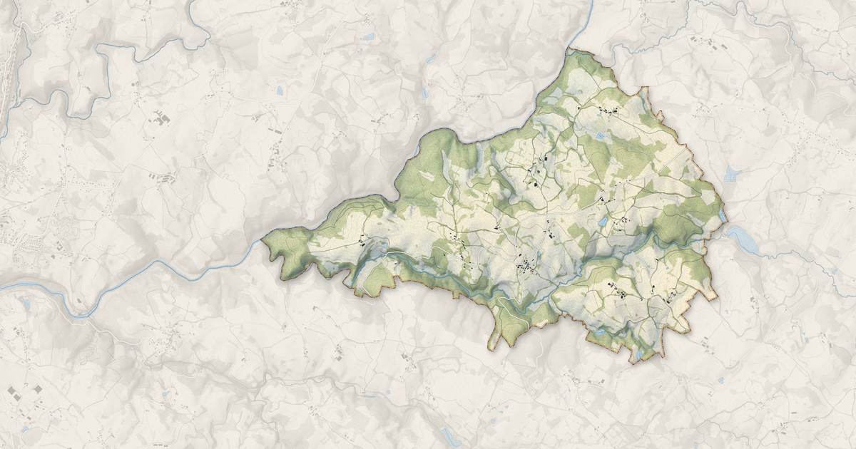 Portrait cartographique de Pierrefitte : relief, eau, forêts, bâti et voies, calculés à partir des données de l'IGN