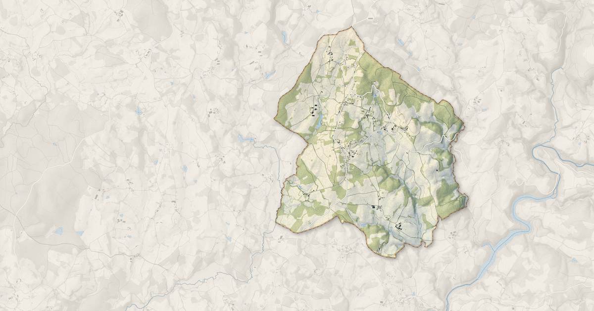 Portrait cartographique de Rilhac-Treignac : relief, eau, forêts, bâti et voies, calculés à partir des données de l'IGN