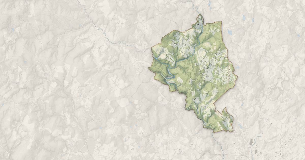 Portrait cartographique de Saint-Pardoux-le-Vieux : relief, eau, forêts, bâti et voies, calculés à partir des données de l'IGN