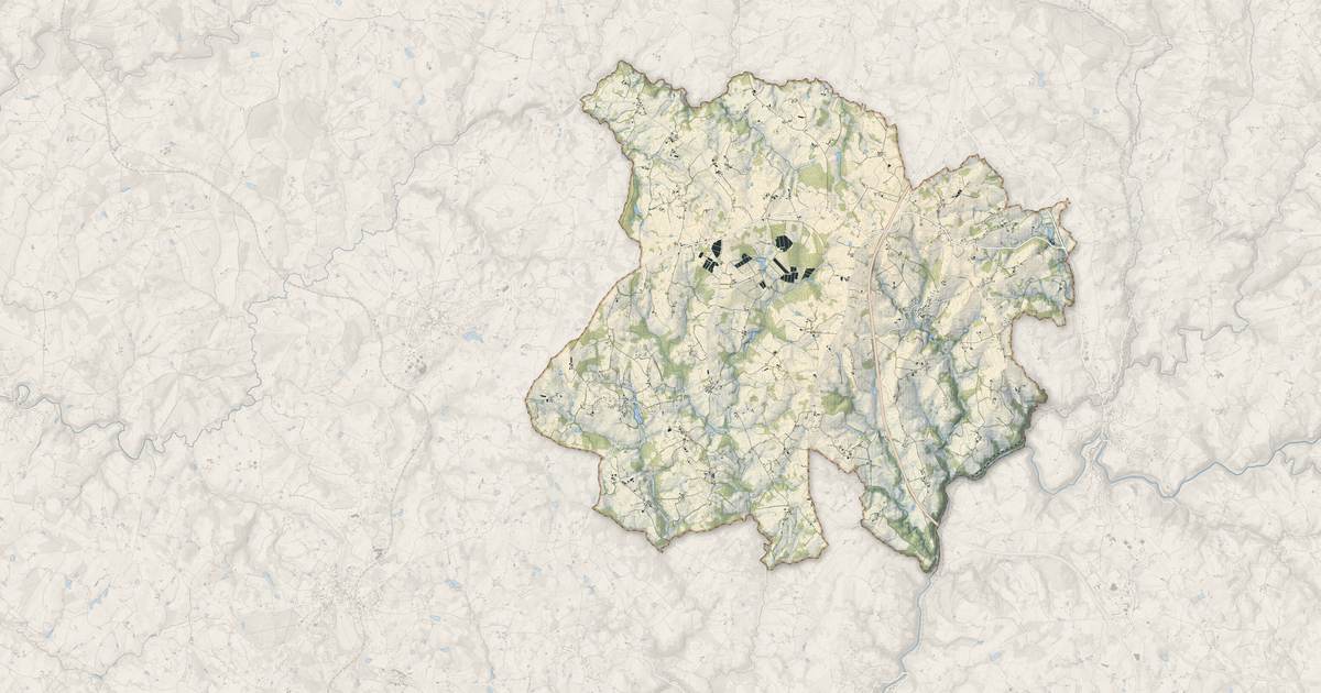 Portrait cartographique de Les Trois-Saints : relief, eau, forêts, bâti et voies, calculés à partir des données de l'IGN