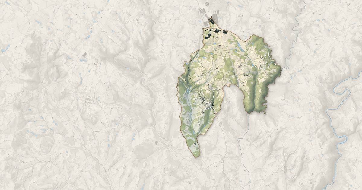 Portrait cartographique de Vignols : relief, eau, forêts, bâti et voies, calculés à partir des données de l'IGN