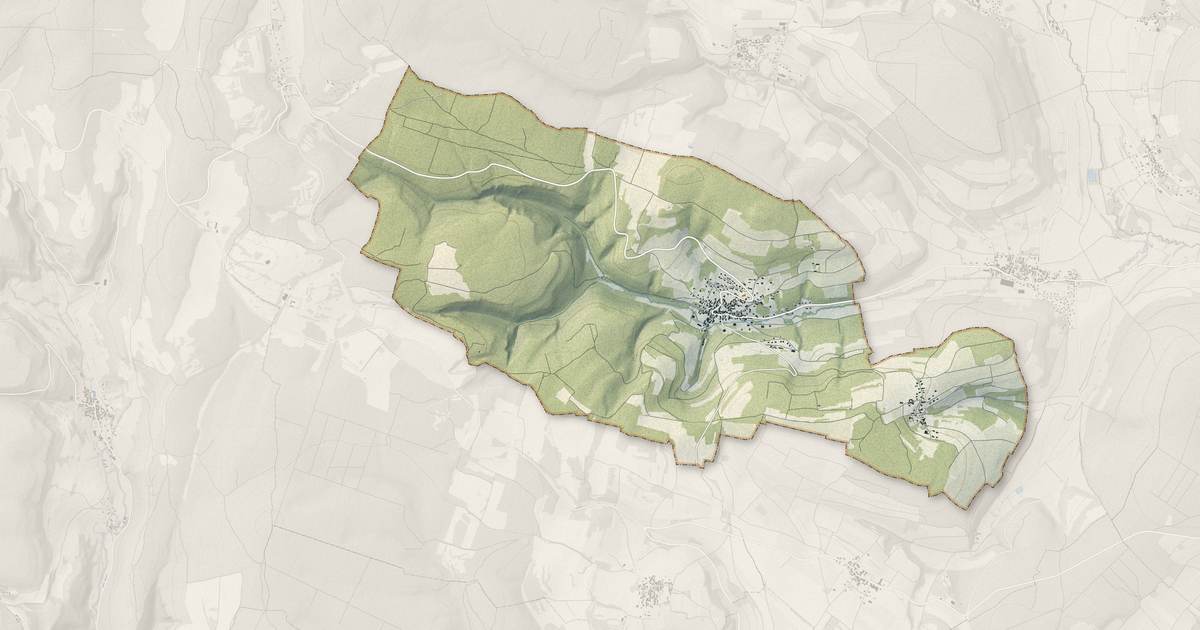 Portrait cartographique de Arcenant : relief, eau, forêts, bâti et voies, calculés à partir des données de l'IGN