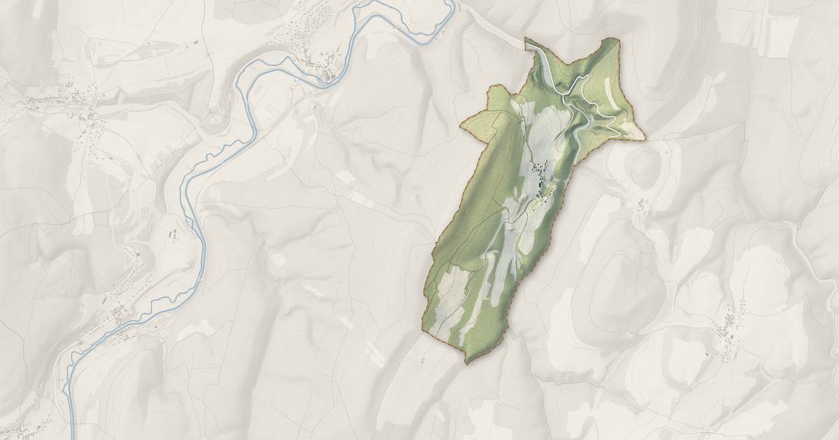 Portrait cartographique de Arcey : relief, eau, forêts, bâti et voies, calculés à partir des données de l'IGN