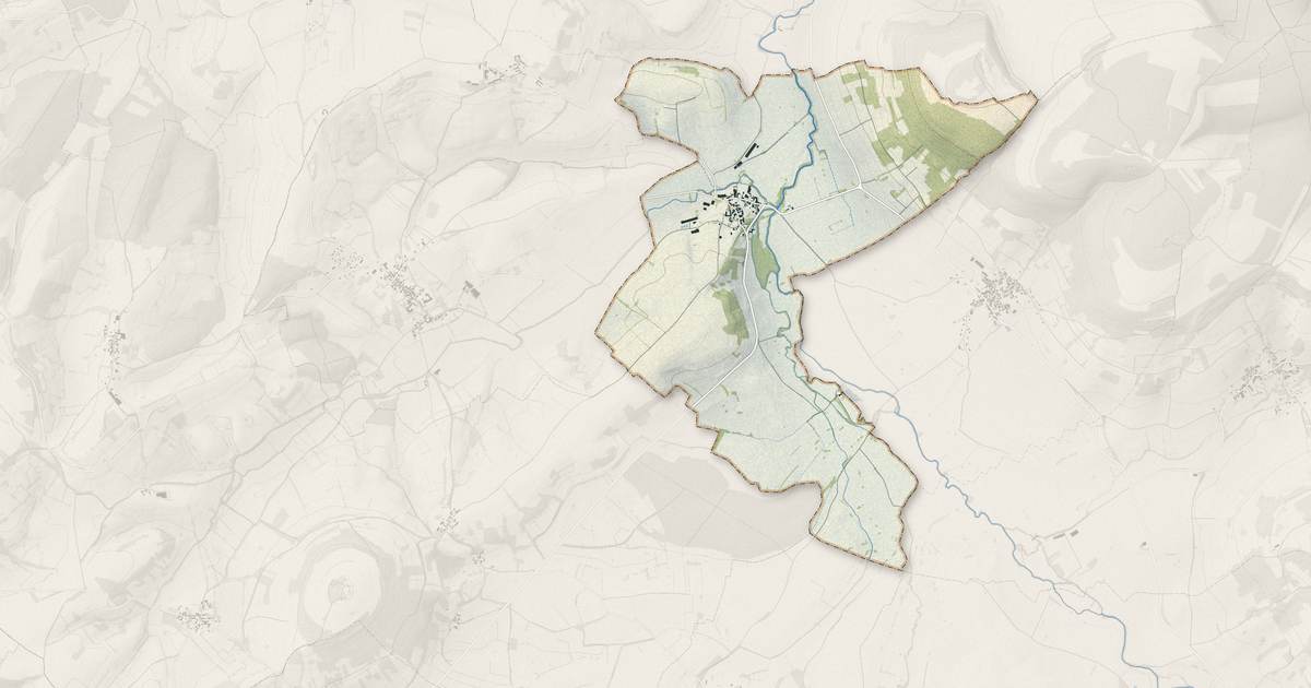 Portrait cartographique de Athie : relief, eau, forêts, bâti et voies, calculés à partir des données de l'IGN