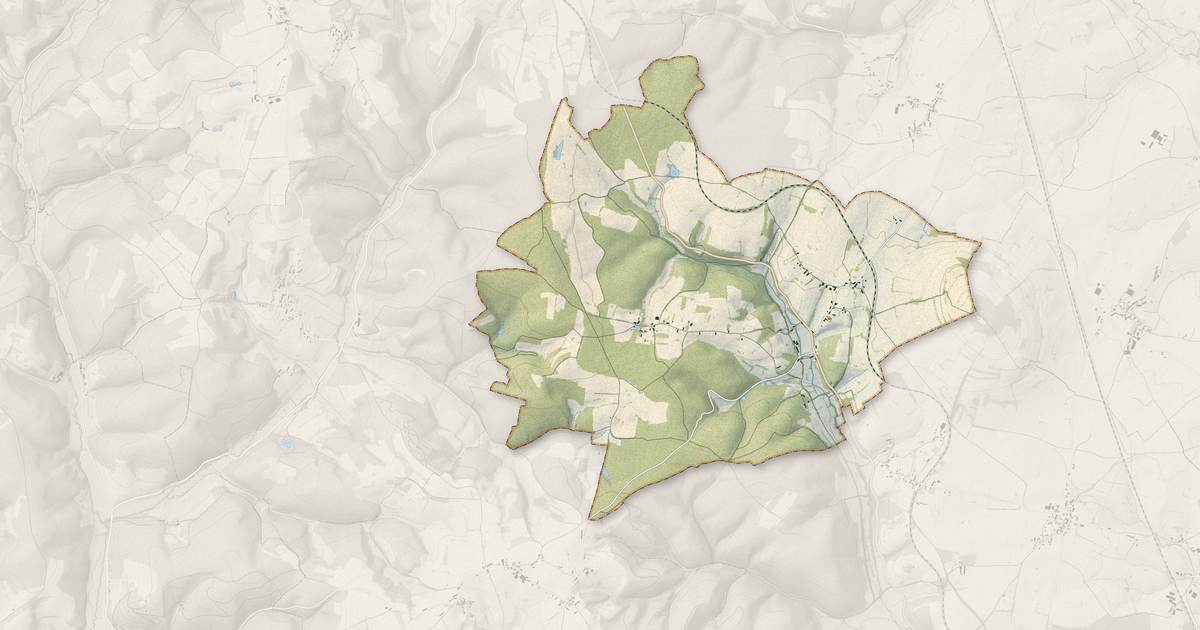 Portrait cartographique de Bard-le-Régulier : relief, eau, forêts, bâti et voies, calculés à partir des données de l'IGN