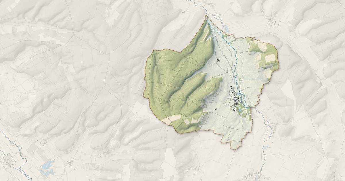 Portrait cartographique de Belan-sur-Ource : relief, eau, forêts, bâti et voies, calculés à partir des données de l'IGN