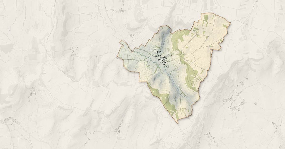 Portrait cartographique de Beurey-Bauguay : relief, eau, forêts, bâti et voies, calculés à partir des données de l'IGN