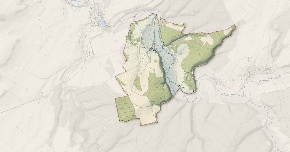 Portrait cartographique de Boudreville : relief, eau, forêts, bâti et voies, calculés à partir des données de l'IGN