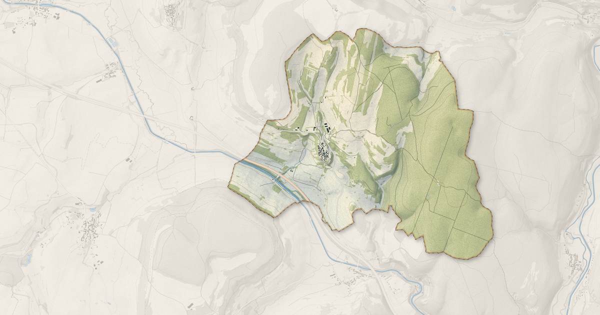 Portrait cartographique de Bouhey : relief, eau, forêts, bâti et voies, calculés à partir des données de l'IGN