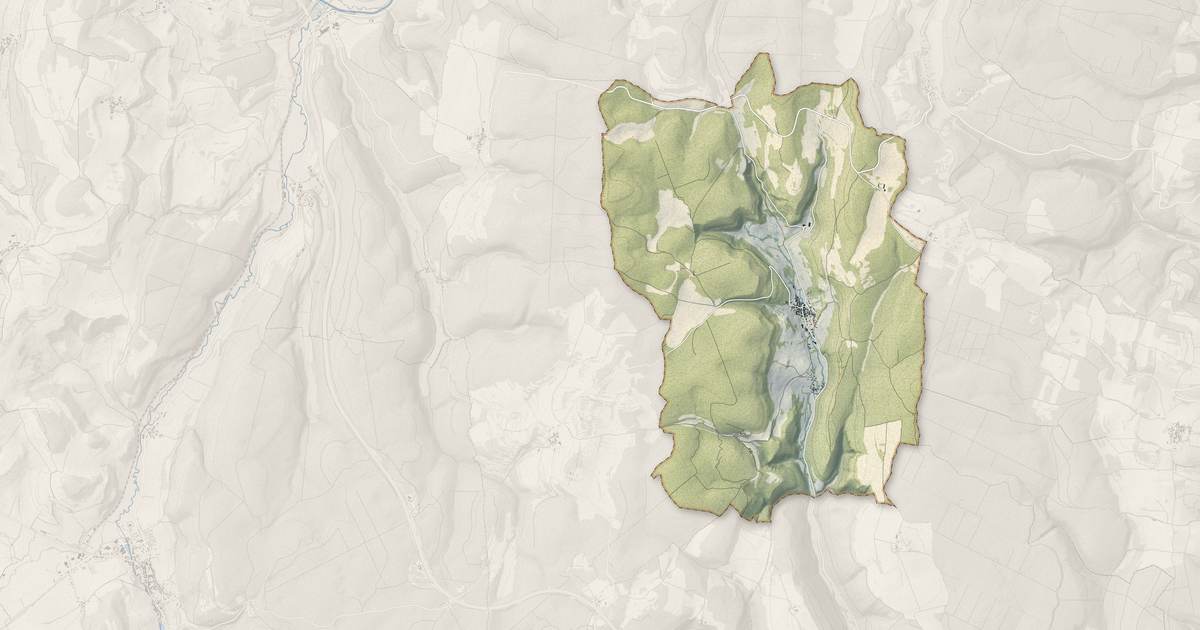 Portrait cartographique de Bouilland : relief, eau, forêts, bâti et voies, calculés à partir des données de l'IGN