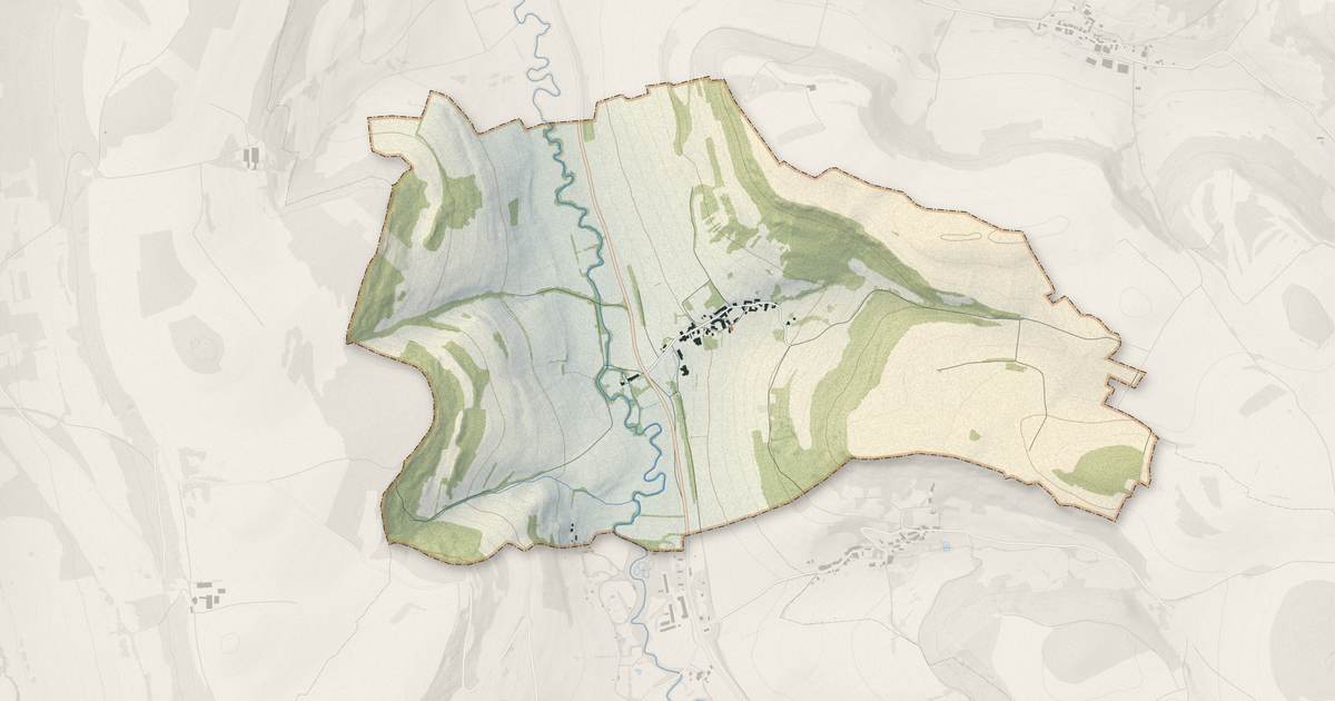 Portrait cartographique de Brain : relief, eau, forêts, bâti et voies, calculés à partir des données de l'IGN