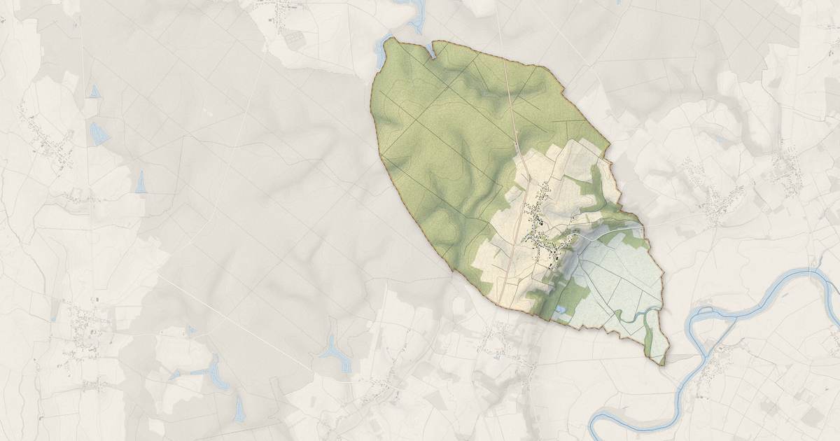 Portrait cartographique de Broin : relief, eau, forêts, bâti et voies, calculés à partir des données de l'IGN