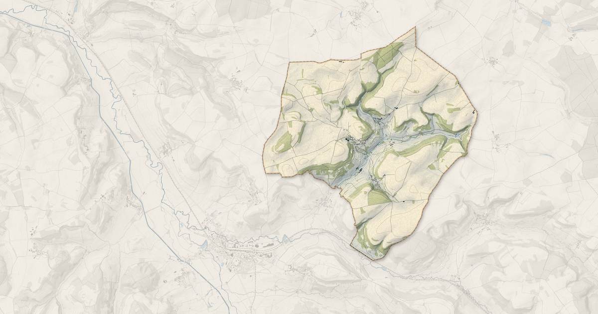 Portrait cartographique de Bussy-le-Grand : relief, eau, forêts, bâti et voies, calculés à partir des données de l'IGN