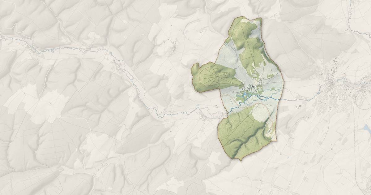 Portrait cartographique de Diénay : relief, eau, forêts, bâti et voies, calculés à partir des données de l'IGN