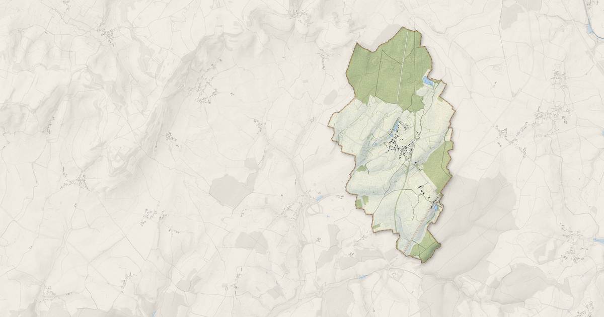 Portrait cartographique de Essey : relief, eau, forêts, bâti et voies, calculés à partir des données de l'IGN
