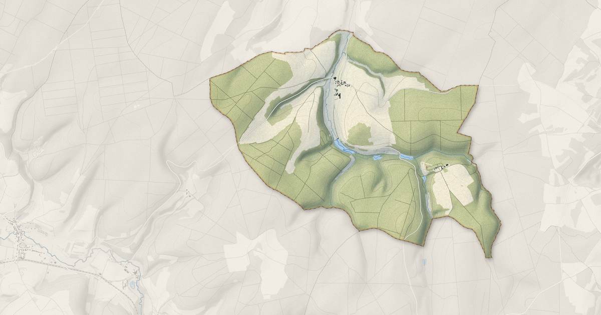 Portrait cartographique de Faverolles-lès-Lucey : relief, eau, forêts, bâti et voies, calculés à partir des données de l'IGN