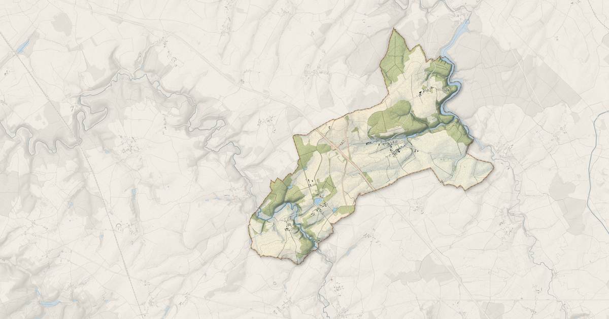 Portrait cartographique de Le Val-Larrey : relief, eau, forêts, bâti et voies, calculés à partir des données de l'IGN