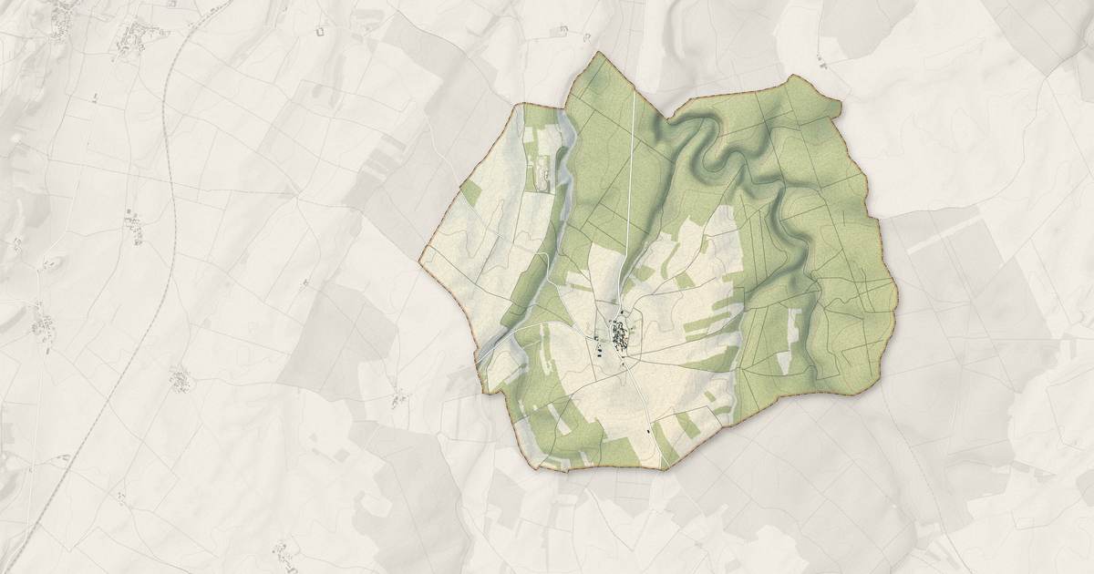 Portrait cartographique de Fontaines-les-Sèches : relief, eau, forêts, bâti et voies, calculés à partir des données de l'IGN